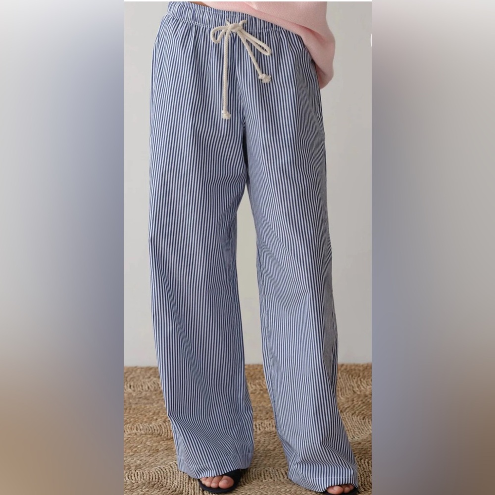DONNI. Pop Pants. Blue and White Stripes. Size S.